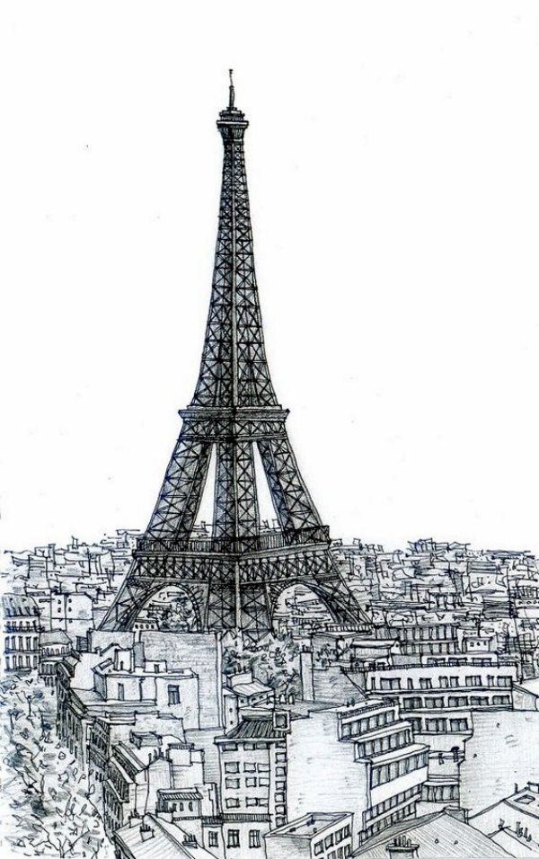Easy and Beautiful Eiffel Tower Drawing and Sketches00008