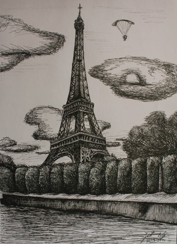 eiffel tower drawing and sketches (30)