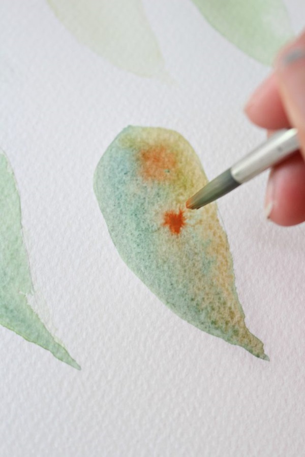 How to Paint a Basic Leaf with Water color 10