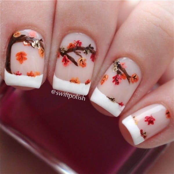 30 Uniquely Beautiful Tree Nail Art Ideas 10