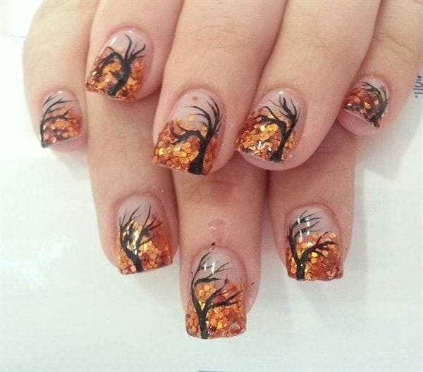 30 Uniquely Beautiful Tree Nail Art Ideas 11