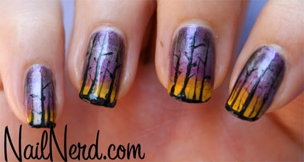 30 Uniquely Beautiful Tree Nail Art Ideas 19