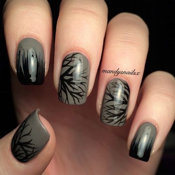 30 Uniquely Beautiful Tree Nail Art Ideas 21