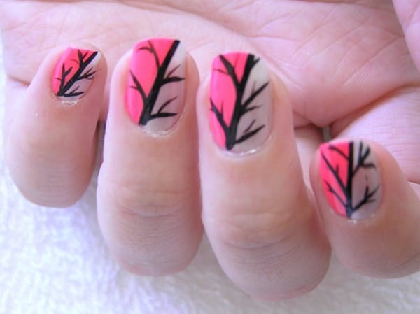 30 Uniquely Beautiful Tree Nail Art Ideas 5