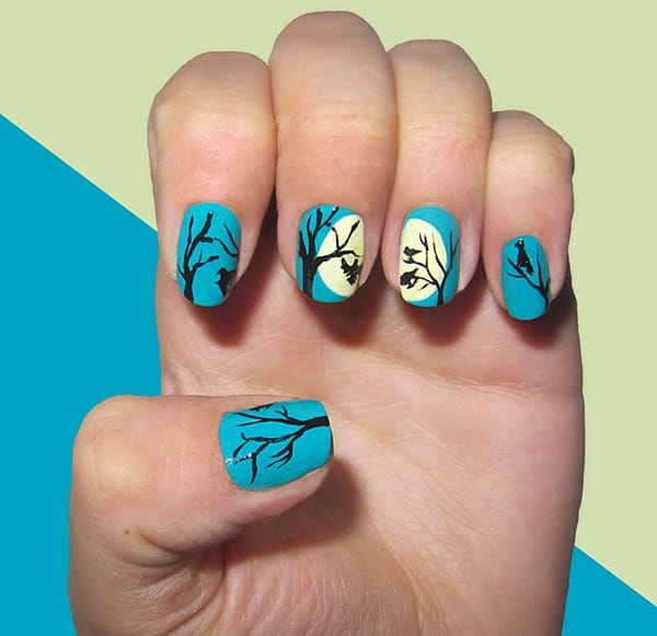 30 Uniquely Beautiful Tree Nail Art Ideas 7