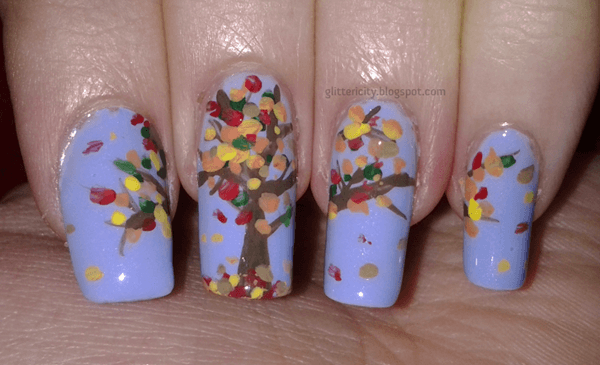 30 Uniquely Beautiful Tree Nail Art Ideas 9