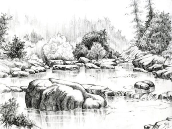 simple pencil sketches of landscapes