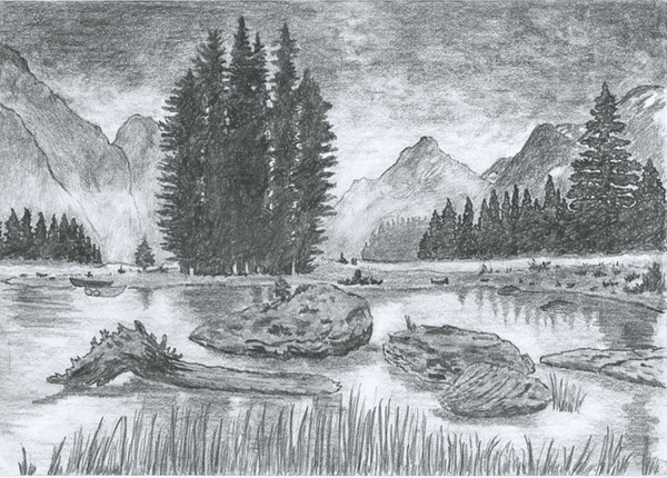 easy pencil sketches of nature scenery