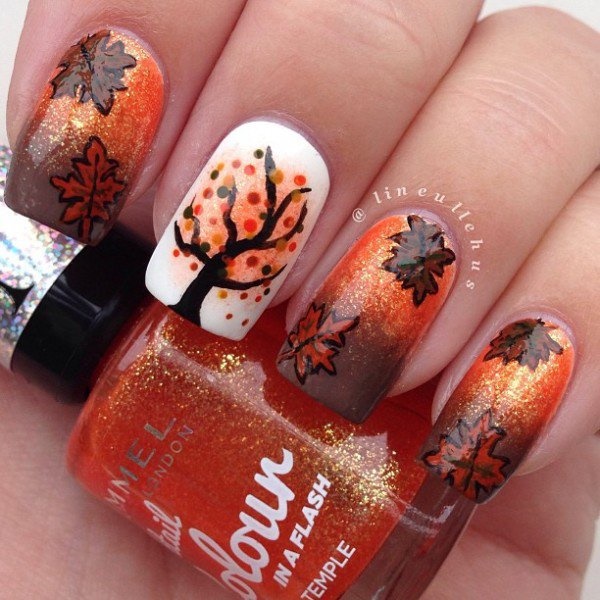 40 Easy and Attractive Fall Nail Art Ideas 14
