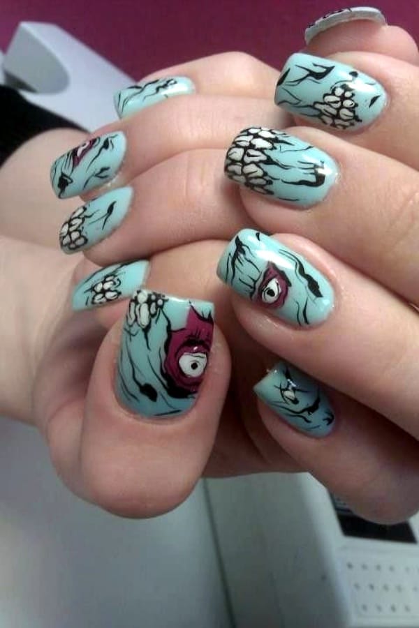 Scary Zombie Nail Art To Try On This Halloween00002