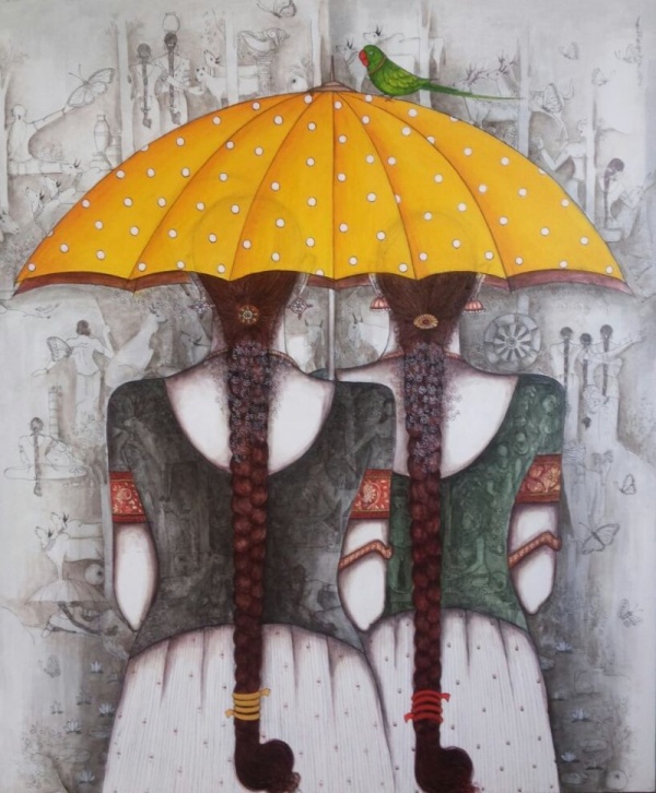 Raining Umbrella Painting Ideas width=
