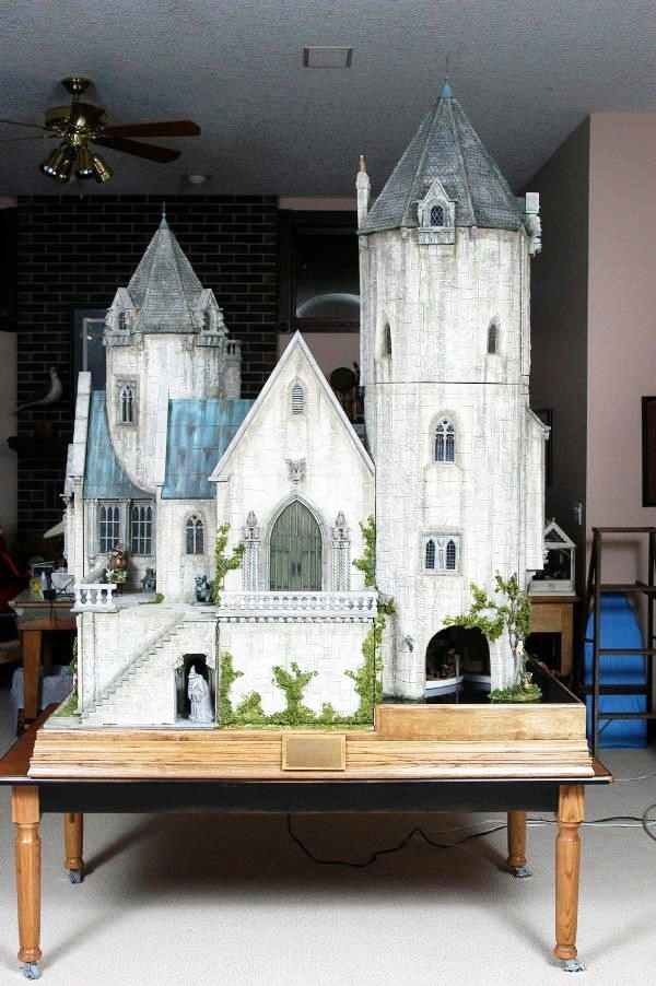 Detailed Paper Mache Town And Castle Art Works 