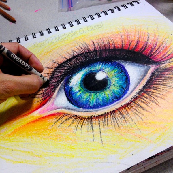 How To Draw An Eye With Crayon