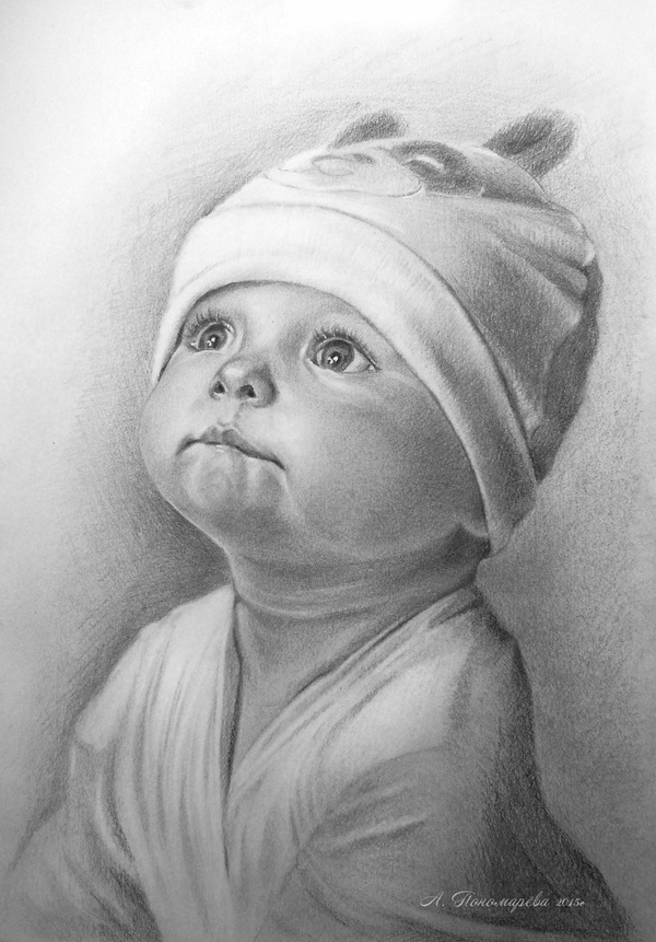 Simple Pencil Mother and Child Drawings