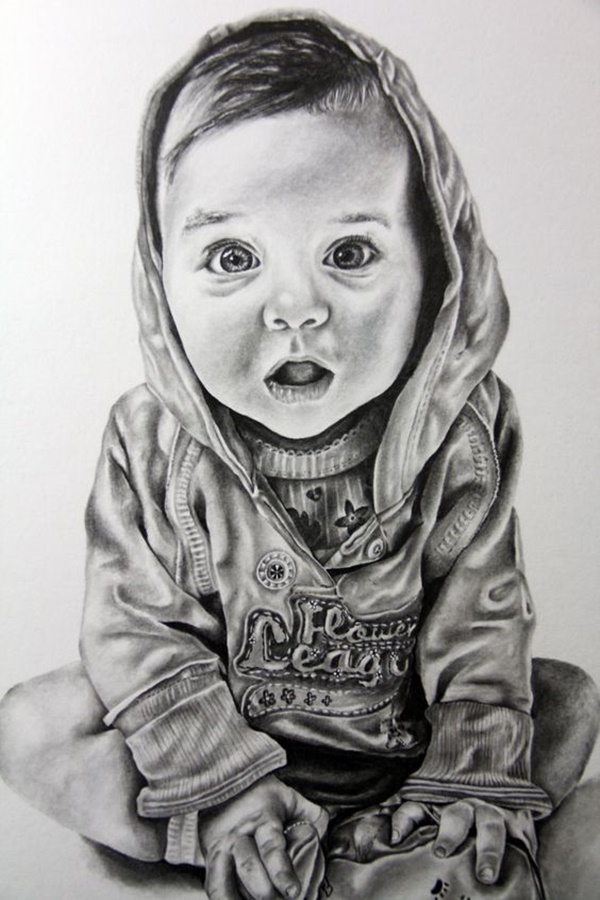 Simple Pencil Mother and Child Drawings