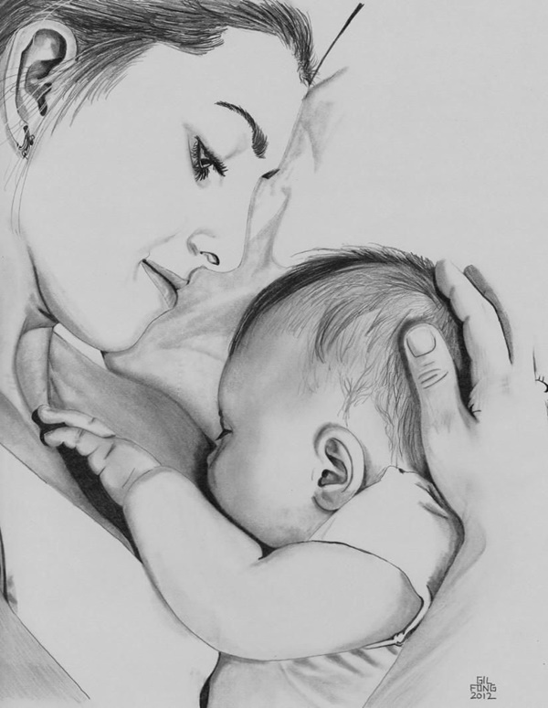 60 Simple Pencil Mother And Child Drawings