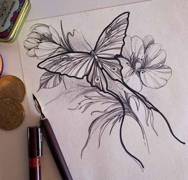 Beautiful Simple Butterfly Drawings In Pencil