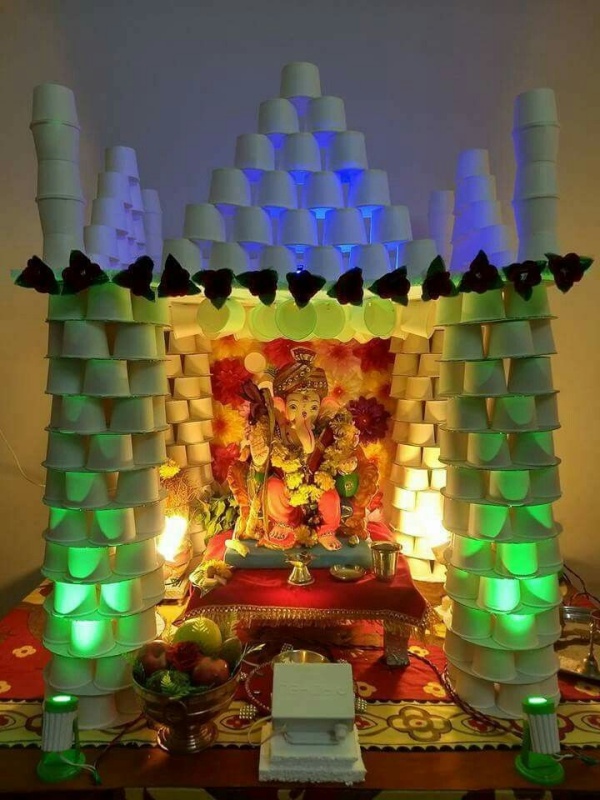 DIY Recycling Ganpati Pooja Decoration Ideas