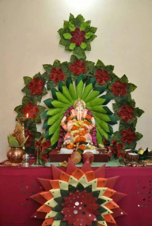 DIY Recycling Ganpati Pooja Decoration Ideas