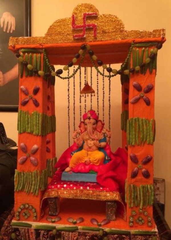 DIY Recycling Ganpati Pooja Decoration Ideas