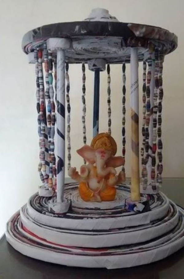 DIY Recycling Ganpati Pooja Decoration Ideas