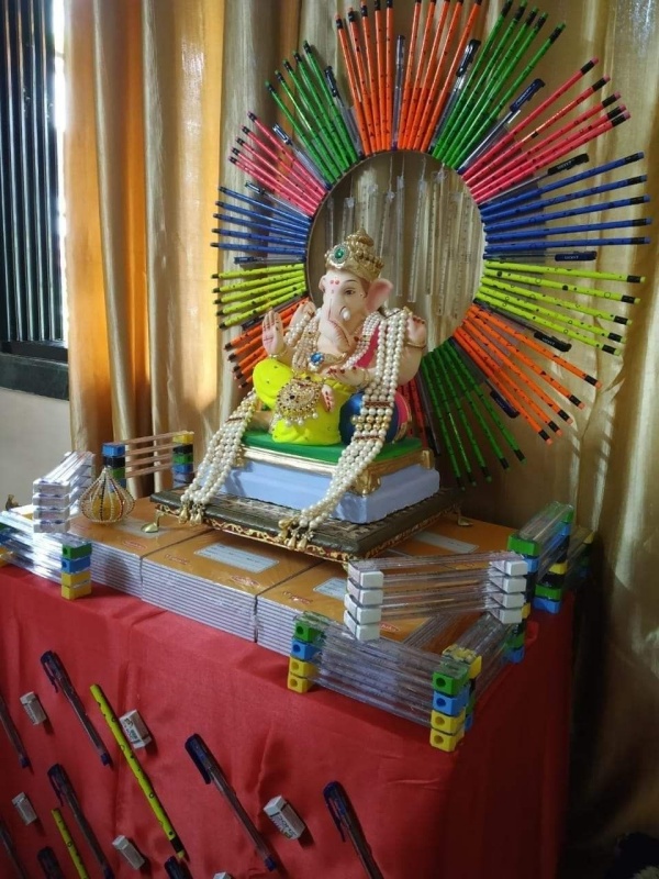 DIY Recycling Ganpati Pooja Decoration Ideas