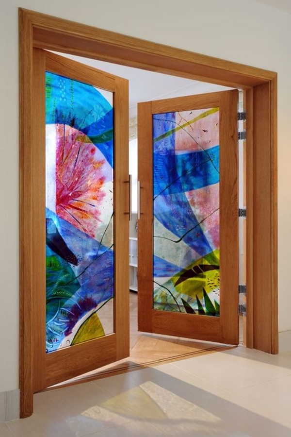 40 Main Door Glass Painting Designs