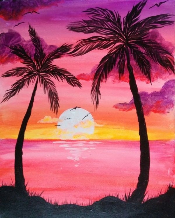  Beautiful Sunset Acrylic Painting Ideas For Beginners