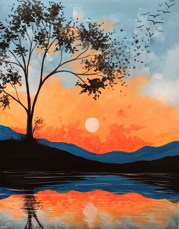  Beautiful Sunset Acrylic Painting Ideas For Beginners