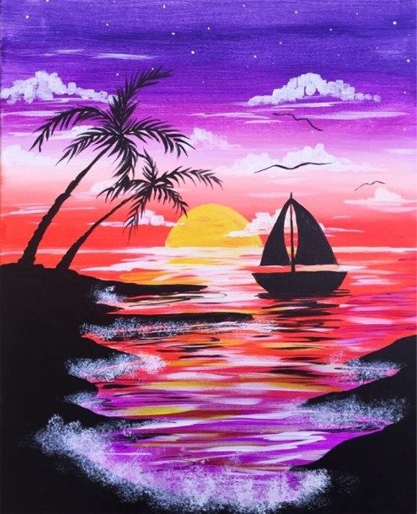  Beautiful Sunset Acrylic Painting Ideas For Beginners