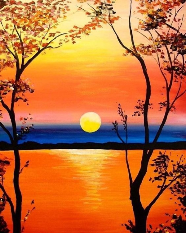 Beautiful Sunset Acrylic Painting Ideas For Beginners