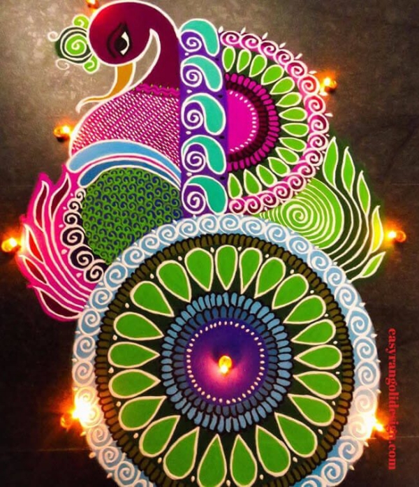 Positive Pooja rangoli art design patterns