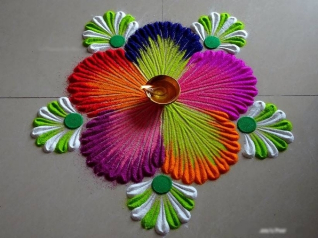 Positive Pooja Rangoli Art Design Patterns