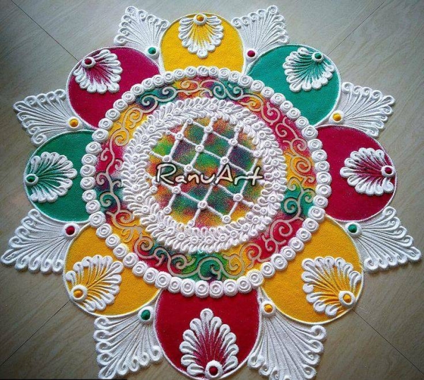 Positive Pooja Rangoli Art Design Patterns-35