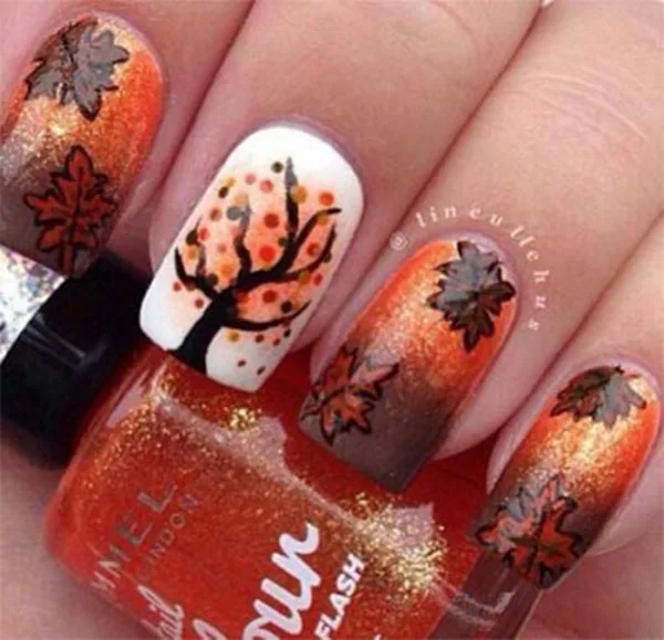 40 Easy and Attractive Fall Nail Art Ideas 26