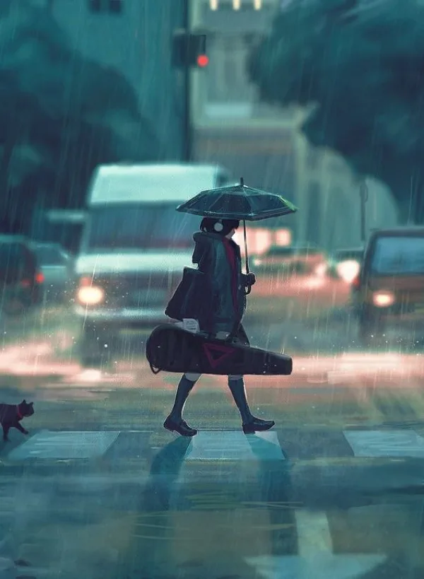 Raining Umbrella Painting Ideas width=
