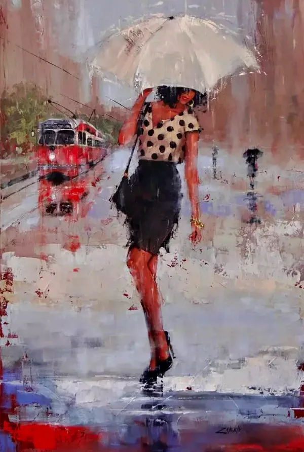 Raining Umbrella Painting Ideas width=
