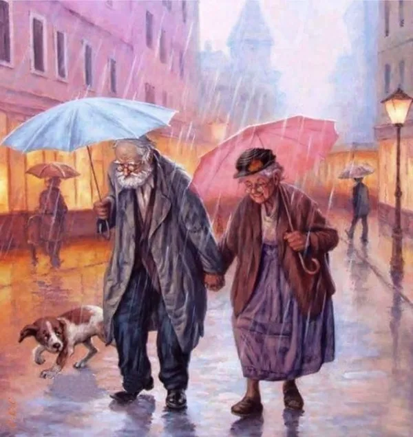 Raining Umbrella Painting Ideas width=