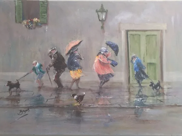 Raining Umbrella Painting Ideas width=