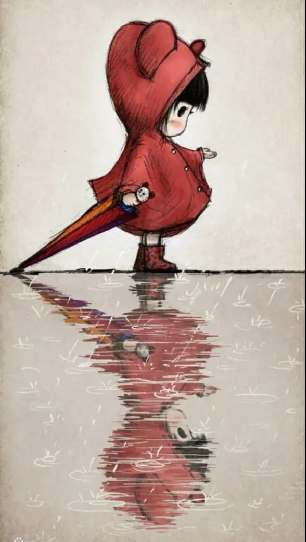 Raining Umbrella Painting Ideas width=