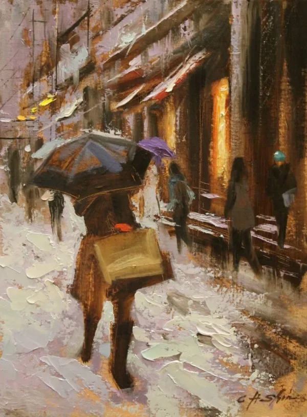 Raining Umbrella Painting Ideas width=