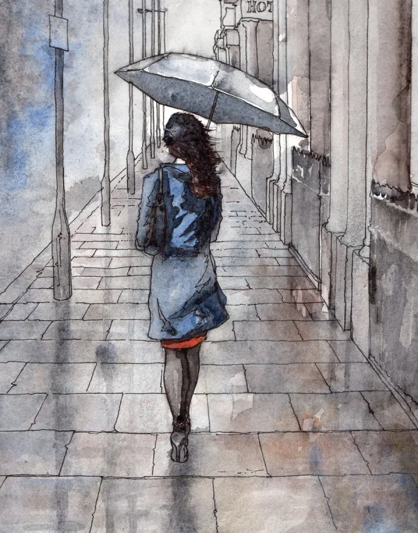 Raining Umbrella Painting Ideas width=