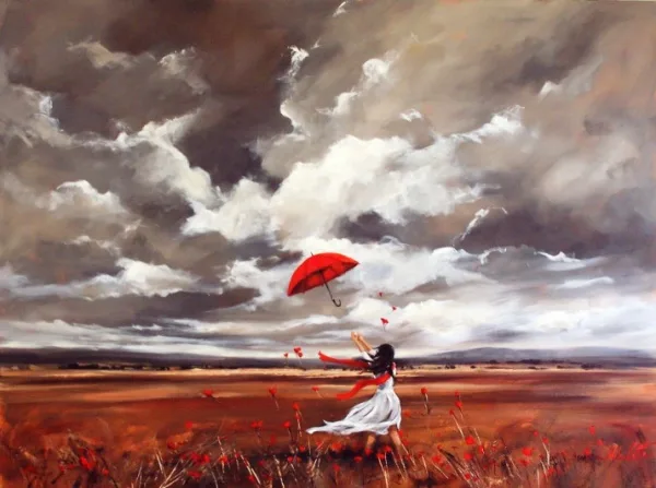 Raining Umbrella Painting Ideas width=