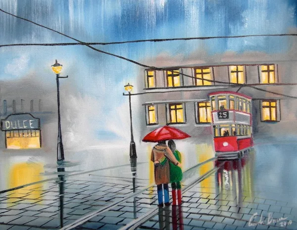 Raining Umbrella Painting Ideas width=