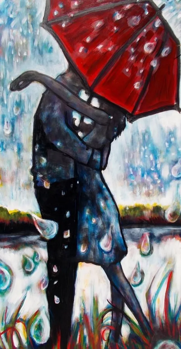 Raining Umbrella Painting Ideas width=