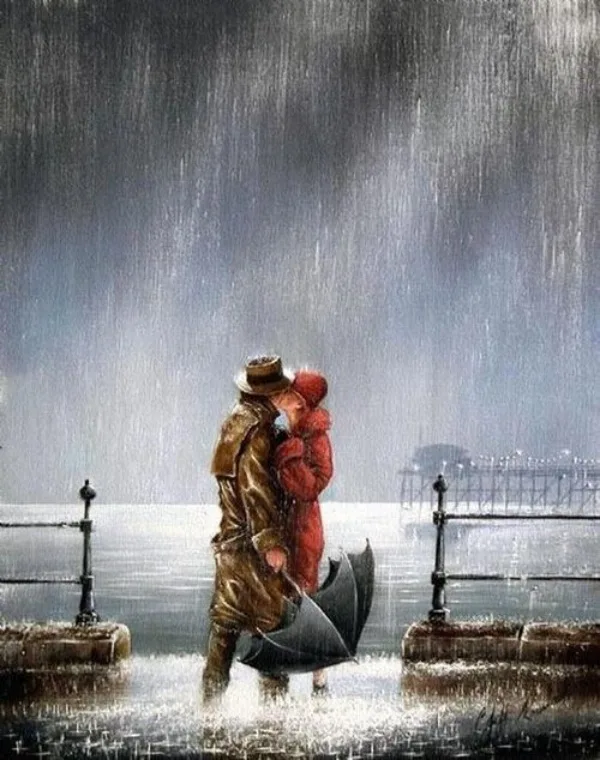 Raining Umbrella Painting Ideas width=