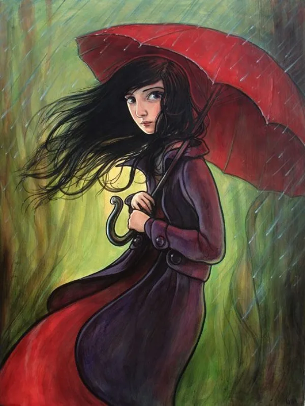 Raining Umbrella Painting Ideas width=