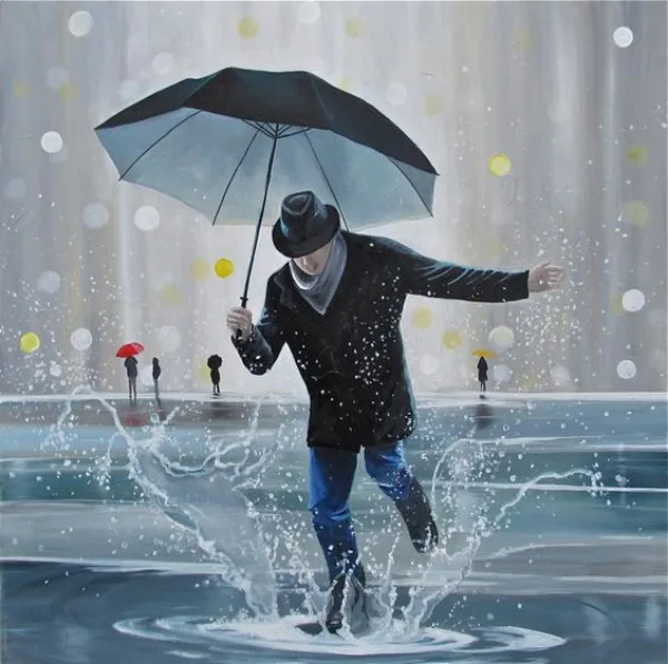 Raining Umbrella Painting Ideas width=