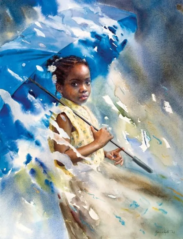 Raining Umbrella Painting Ideas width=