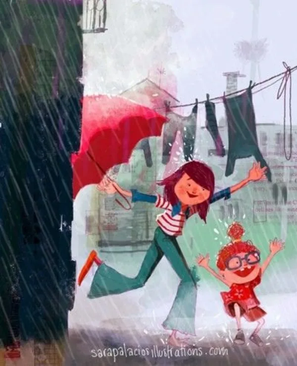 Raining Umbrella Painting Ideas width=